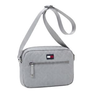 Tommy Hilfiger Gray Monogram Embossed Crossbody Bag Lightweight Purse